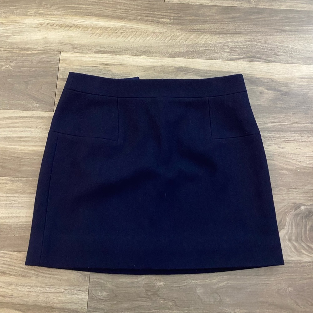J Crew Navy Wool Skirt Size 6